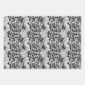 サファリ動物の毛皮のプリントパターン白黒 ラッピングペーパーシート (正面2)
