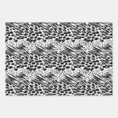サファリ動物の毛皮のプリントパターン白黒 ラッピングペーパーシート (正面)