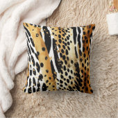 サファリ動物の毛皮のプリントパターン金ゴールドと黒 クッション (ブランケット)