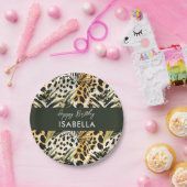 サファリ動物の毛皮のプリントパターン&パームリーフ ペーパープレート (パーティー)