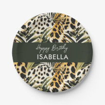 サファリ動物の毛皮のプリントパターン＆パームリーフ