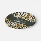 サファリ動物の毛皮のプリントパターン&パームリーブ ペーパープレート (アングル)