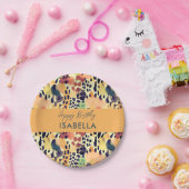 サファリ動物の毛皮プリントパターン夕焼けの色 ペーパープレート (パーティー)