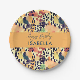 サファリ動物の毛皮プリントパターン夕焼けの色 ペーパープレート