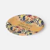 サファリ動物の毛皮プリントパターン夕焼けの色 ペーパープレート (アングル)