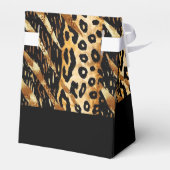 サファリ動物の毛皮プリントパターン ブラック＆ゴールド フェイバーボックス (裏面サイド)