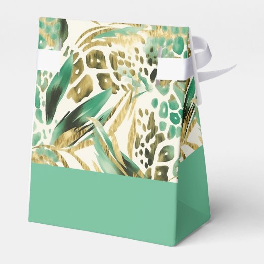 サファリ動物の毛皮プリントパターン 緑と金 フェイバーボックス (裏面サイド)
