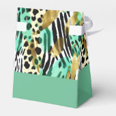 サファリ動物の毛皮プリントパターン 緑 太字 おしゃれ フェイバーボックス (裏面サイド)
