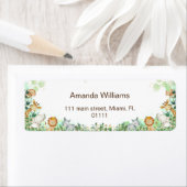 サファリ動物の水の色お洒落赤ちゃんシャワー ラベル (インサイチュ)