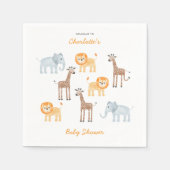 サファリ動物の水の色パーソナライズされた赤ちゃんシャワー スタンダードカクテルナプキン (正面)