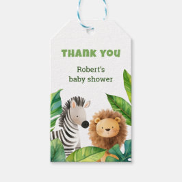 サファリ動物の水の色ベビーシャワーメッセージカード ギフトタグ