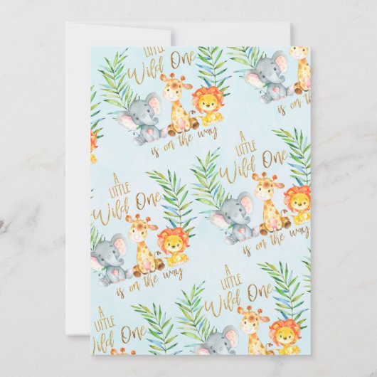 サファリ動物の水彩画のベビーシャワーの招待状 招待状 (裏面)