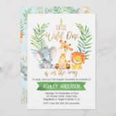 サファリ動物の水彩画のベビーシャワーの招待状 招待状 (正面/裏面)