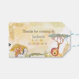 サファリ動物の水彩誕生日パーティーありがとう ギフトタグ