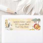 サファリ動物の水彩誕生日パーティーリターン ラベル (インサイチュ)