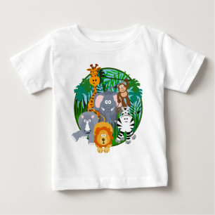 サファリ動物の漫画 ベビーTシャツ