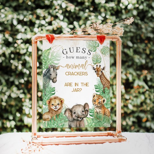 サファリ動物の熱帯ベビーシャワークラッカーゲーム ポスター