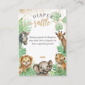 サファリ動物の熱帯緑の赤ちゃんシャワーおむつ エンクロージャーカード (正面)