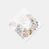 サファリ動物の熱帯花ピンクの赤ちゃんシャワー スタンダードカクテルナプキン (角)