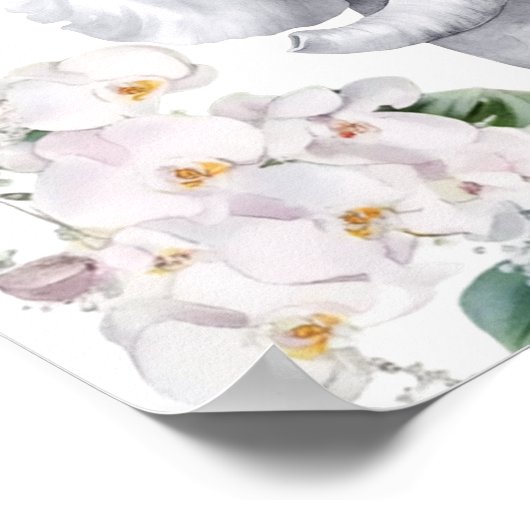 サファリ動物の熱帯花ピンクの赤ちゃんシャワー ポスター (角)