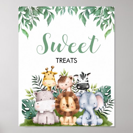 サファリ動物の甘いお菓子サイン、ワイルドワン ポスター (正面)