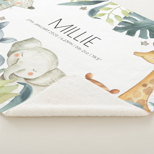 サファリ動物の生まれたばかりのベビー発表用毛布 シェルパブランケット (3/4)