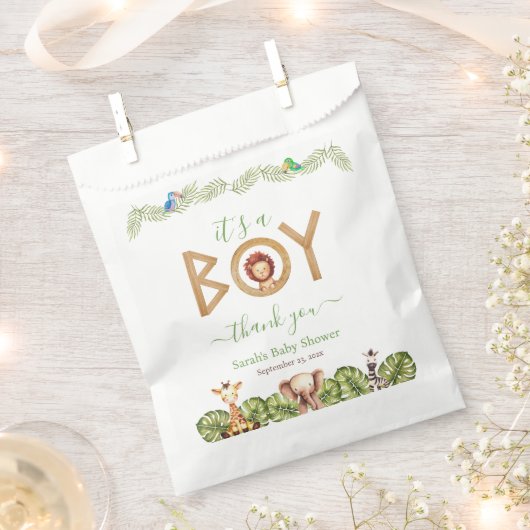 サファリ動物の男の子のシャワーかわいいライオンの木 フェイバーバッグ (クリップ留めされた状態)