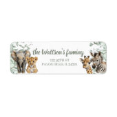 サファリ動物の男の子のシャワー住所 シール (正面)