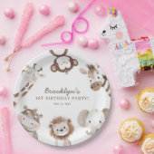 サファリ動物の男の子の誕生日パーティーキッズ ペーパープレート (パーティー)