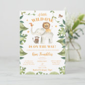 サファリ動物の男女兼用ベビーシャワー 招待状 (スタンド正面)