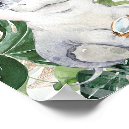 サファリ動物の緑の赤ちゃんシャワー歓迎サイン ポスター (角)