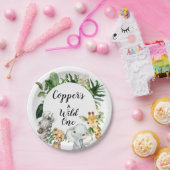 サファリ動物の葉の誕生日パーティープレート ペーパープレート (パーティー)