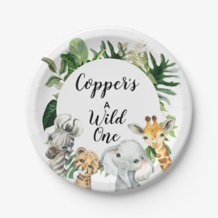 サファリ動物の葉の誕生日パーティープレート ペーパープレート
