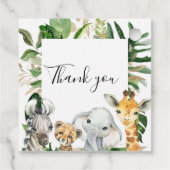 サファリ動物の葉ベビーシャワーメッセージカード フェイバータグ (裏面)