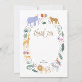サファリ動物の誕生日パーティーありがとう ノートカード (正面)