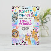 サファリ動物の誕生日パーティーへの招待 招待状 (スタンド正面)