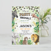 サファリ動物の誕生日パーティーへの招待 招待状 (スタンド正面)