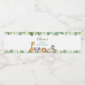 サファリ動物の誕生日パーティーウォーターボトルラベル ペットボトルラベル (シングルラベル)