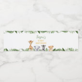 サファリ動物の誕生日パーティーウォーターボトルラベル ペットボトルラベル (シングルラベル)