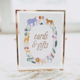 サファリ動物の誕生日パーティーカードとギフトサイン ポスター