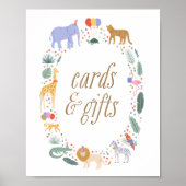 サファリ動物の誕生日パーティーカードとギフトサイン ポスター (正面)