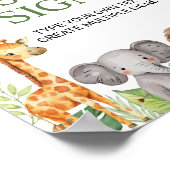 サファリ動物の誕生日パーティーテーブルの看板 ポスター (角)