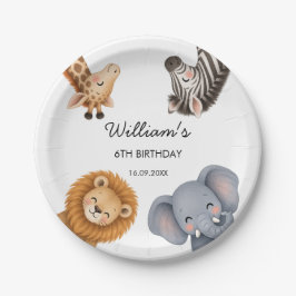 サファリ動物の誕生日パーティー紙皿 ペーパープレート