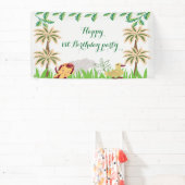 サファリ動物の誕生日パーティー 横断幕 (インサイチュ)