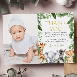 サファリ動物の誕生日写真ありがとうカード サンキューカード