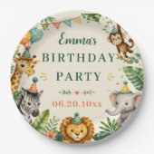 サファリ動物の誕生日 ペーパープレート (正面)