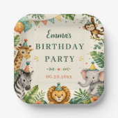サファリ動物の誕生日 ペーパープレート (正面)