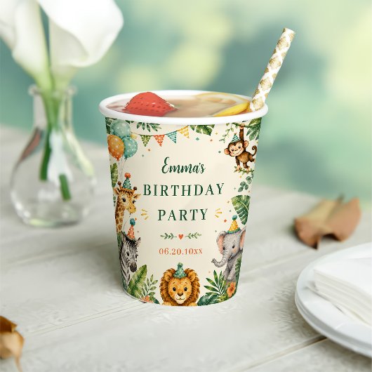 サファリ動物の誕生日 紙コップ