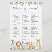 サファリ動物の赤ちゃんシャワーあなたの財布の中にあるものを (正面)