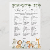 サファリ動物の赤ちゃんシャワーあなたの財布の中にあるものを (正面/裏面)